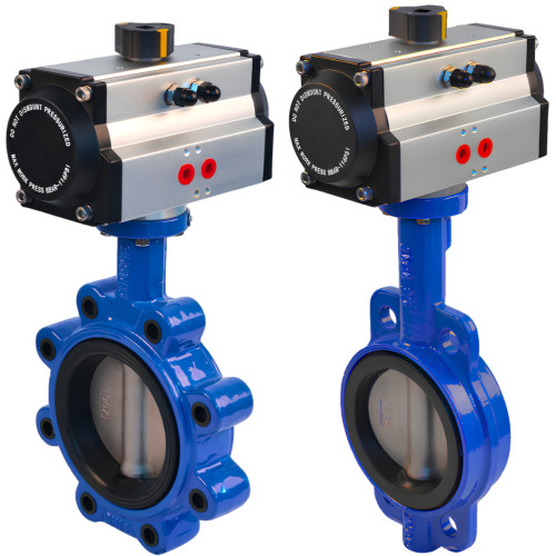 Robinet à papillon centré WAFER Disque fonte avec actionneur pneumatique.png